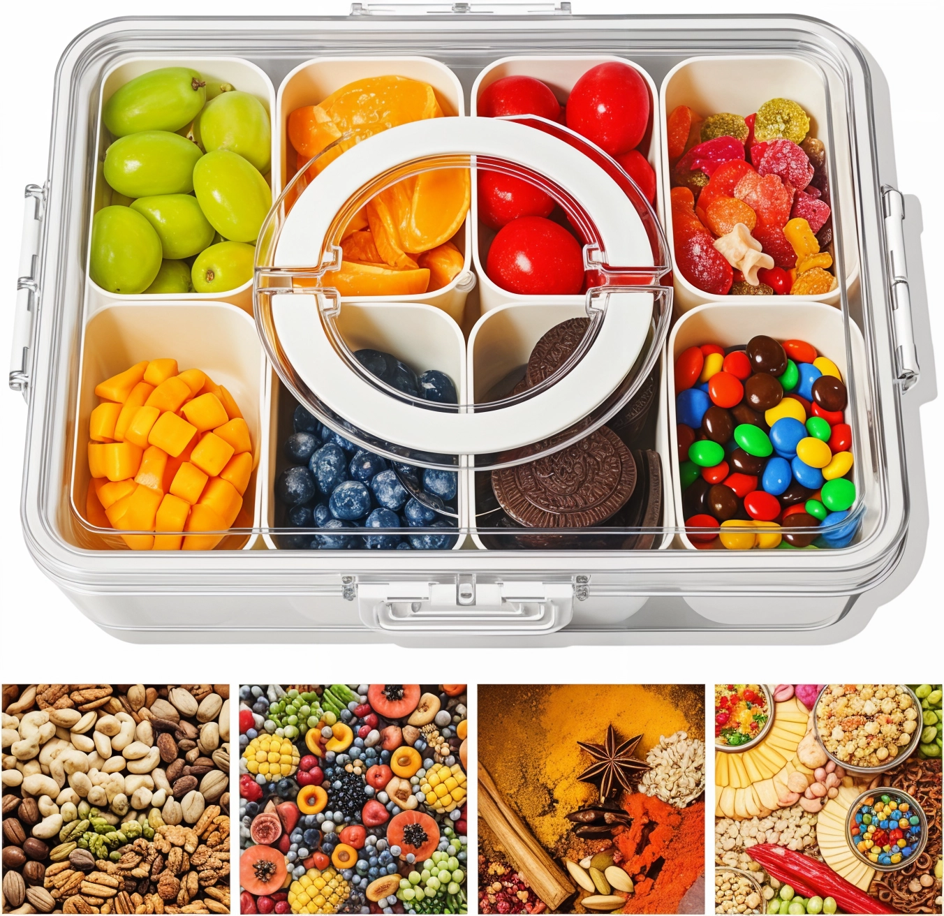 Portable Fruit Storage Containers for Fridge, 8 Compartments Snack Box Container NO.FS001 Portable Fruit Storage Containers for Fridge, 8 Compartments Snack Box Container NO.FS001