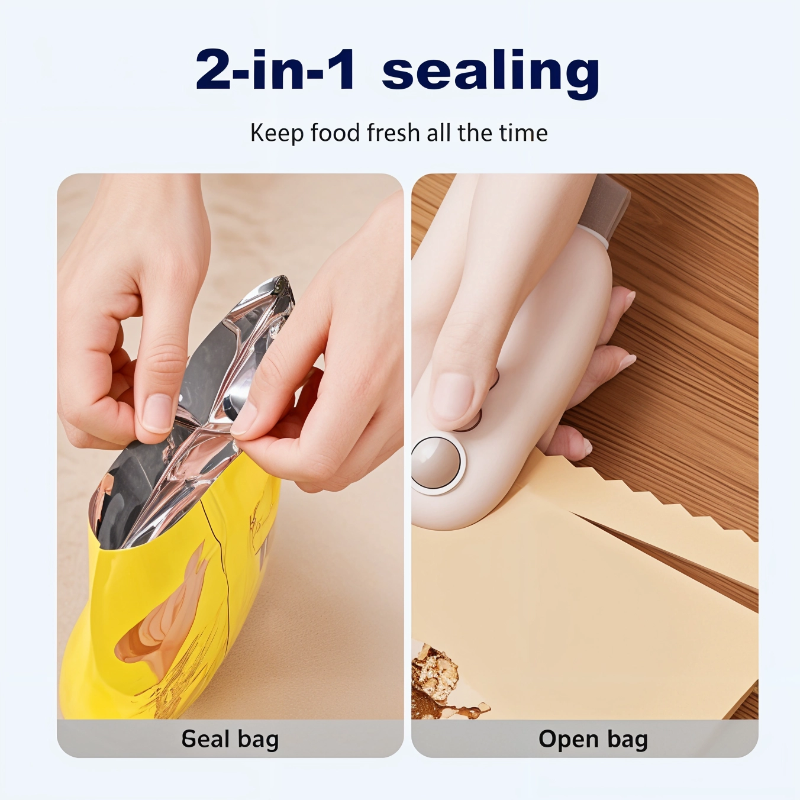 Mini Bag Sealer, Upgrade 2 in 1 USB Rechargeable Chip Bag Sealer Heat Seal Tool NO.KSA003