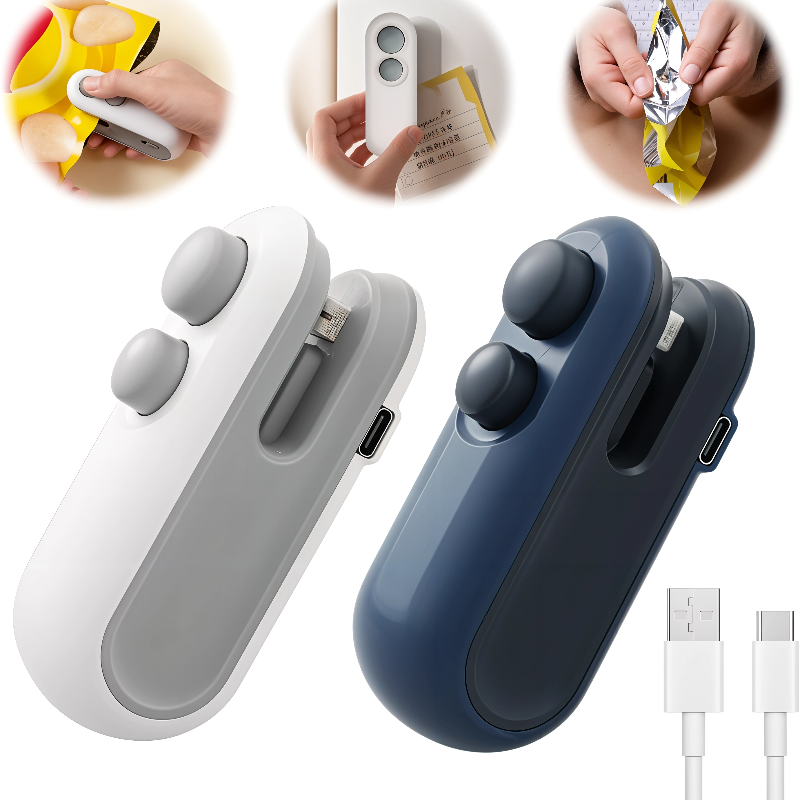 Mini Bag Sealer, Upgrade 2 in 1 USB Rechargeable Chip Bag Sealer Heat Seal Tool NO.KSA003