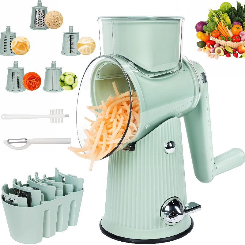 Rotary Cheese Grater,Multifunction 5 In 1 Chopper Vegetable Cutter Slicer, NO.FVT009