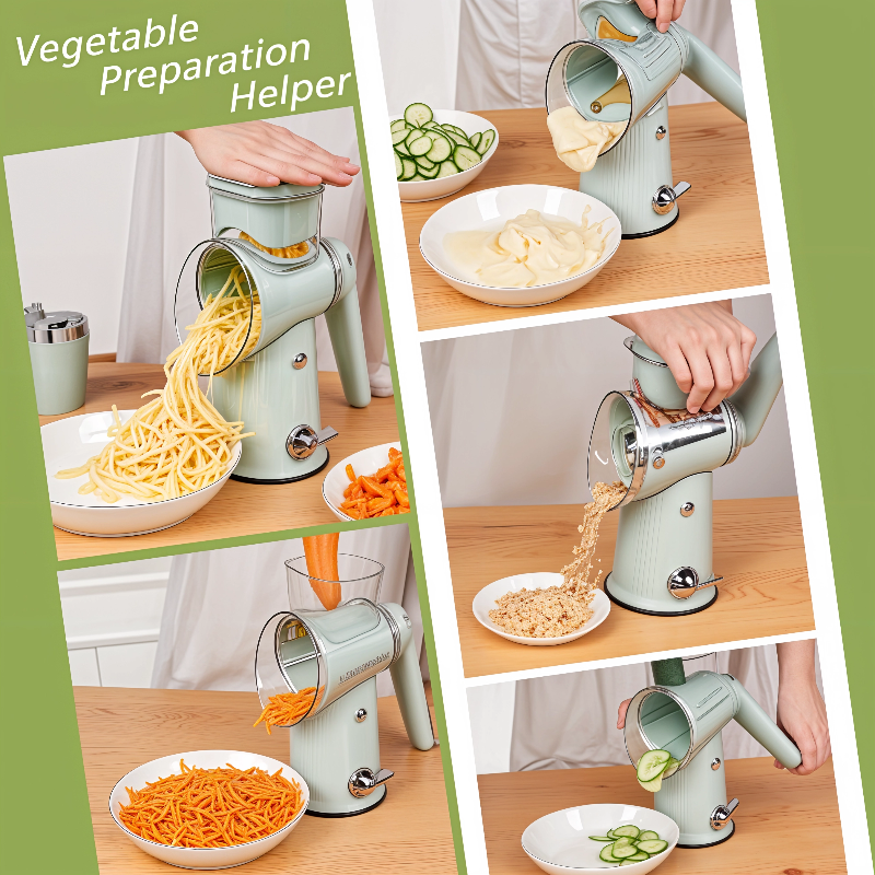 Rotary Cheese Grater,Multifunction 5 In 1 Chopper Vegetable Cutter Slicer, NO.FVT009