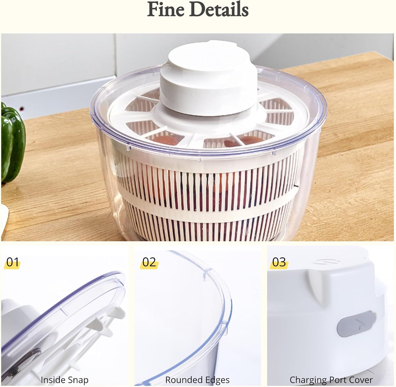 Rechargeable salad spinner NO.EVS009