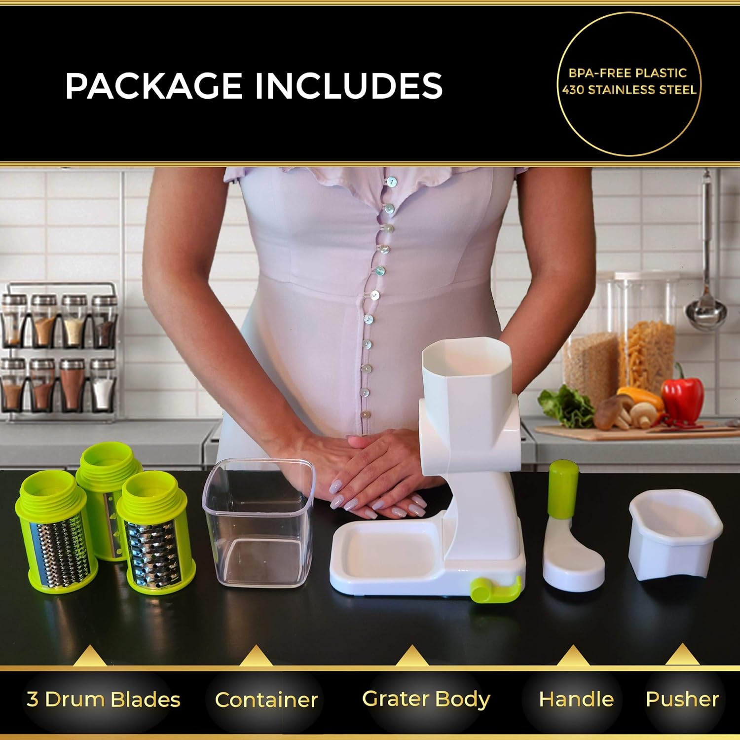 Hand Rock Vegetable Cutter 3pcs blades NO.FVT051